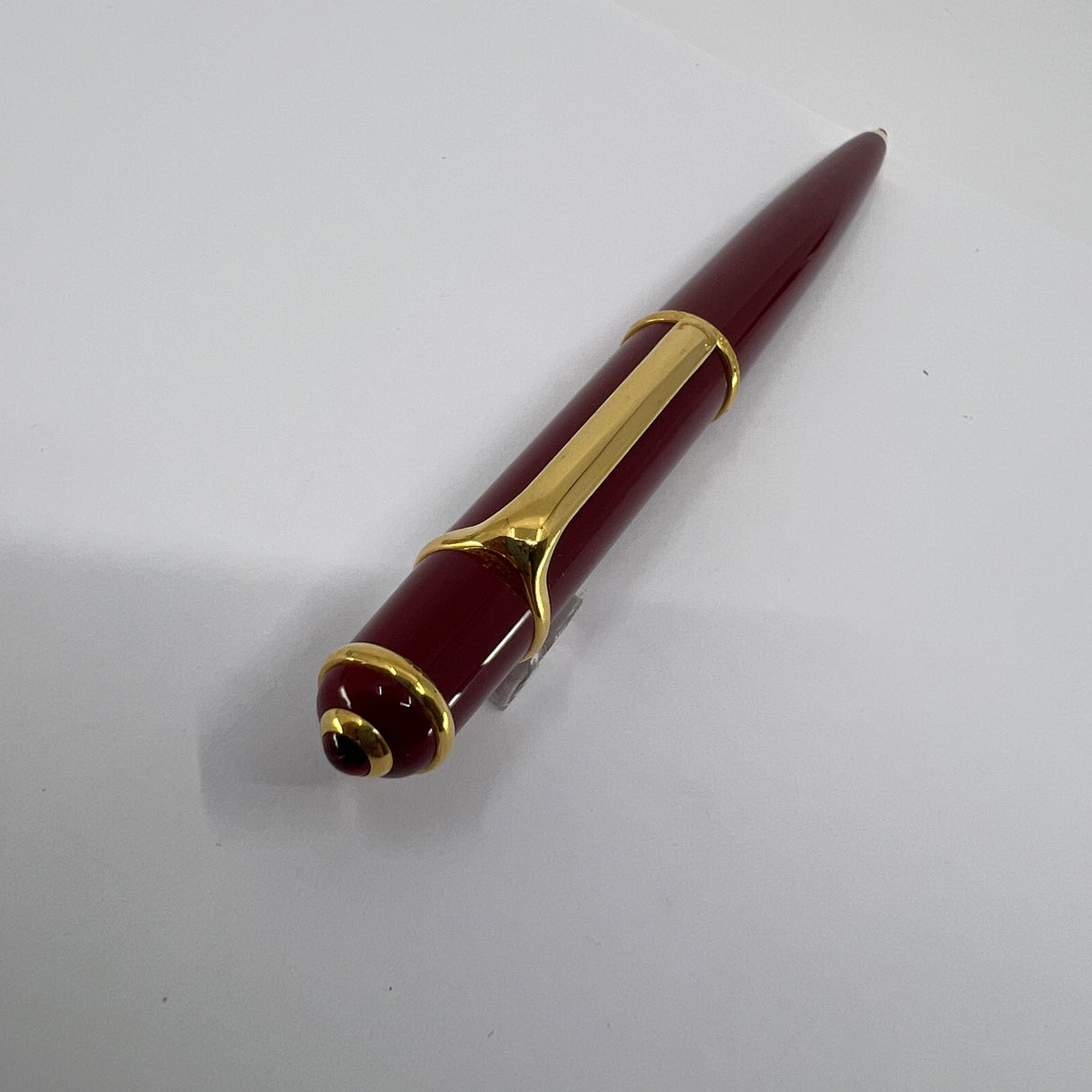 Cartier Diabolo Bordeaux Red Ballpoint Pen - Gold-Plated Trim - Very Scarce in Bordeaux!