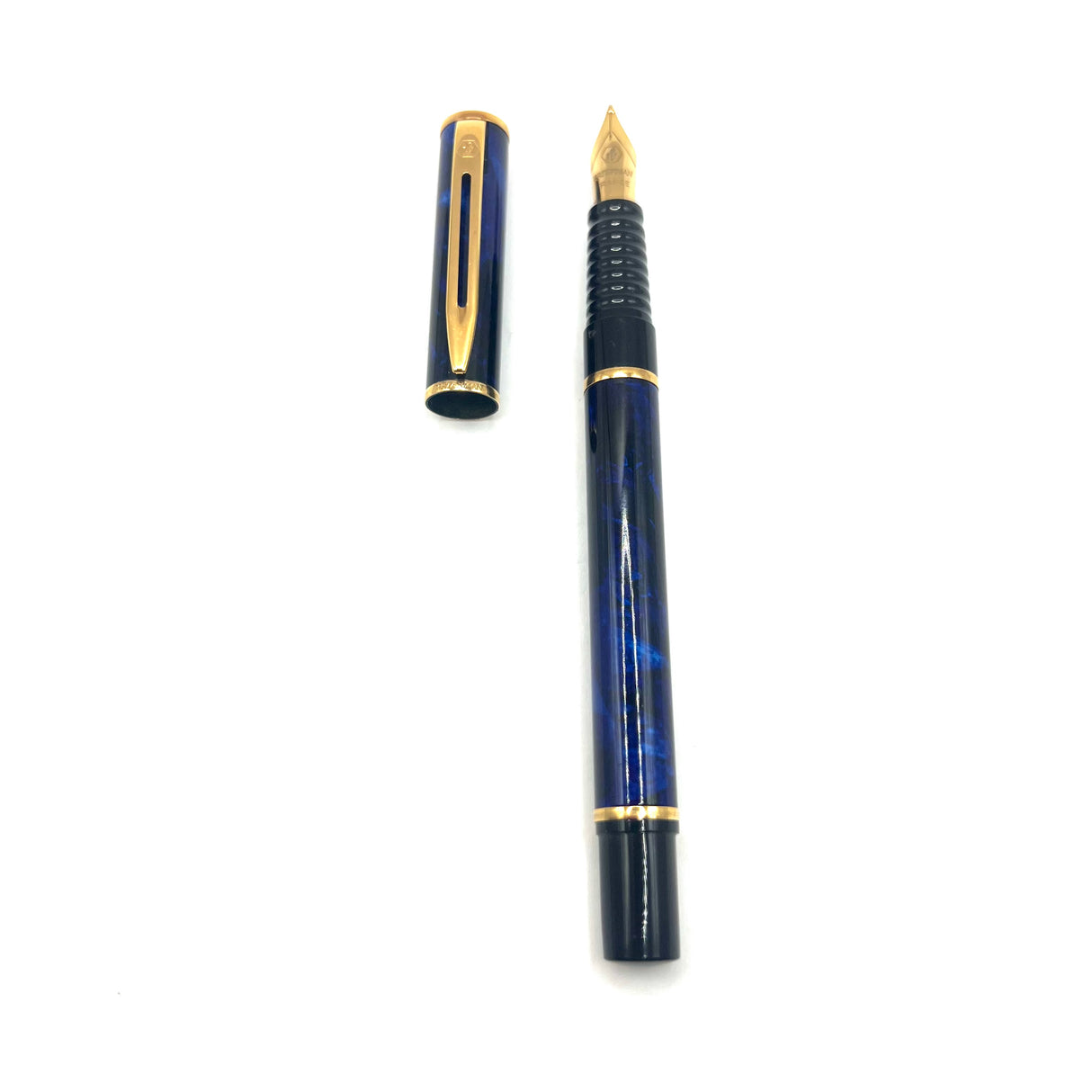 Waterman Laureat Royal Blue/Black Marble Fountain Pen- Medium Gold-Plated Nib