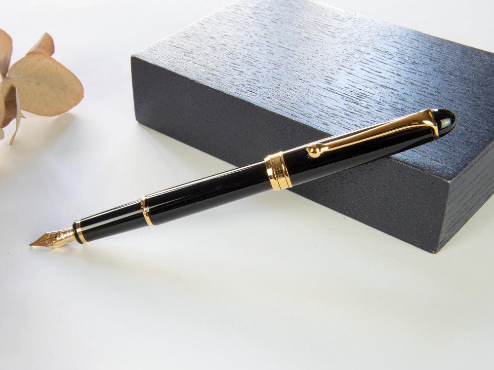 Aurora 88 Gold Plated Black Resin Small Fountain Pen