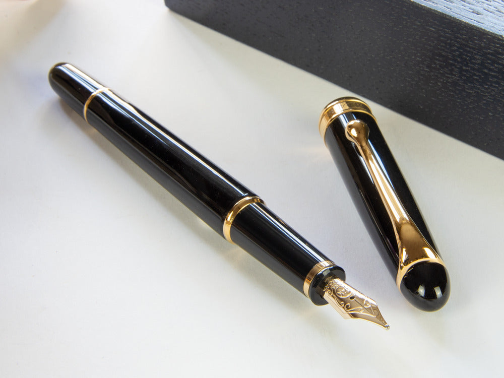 Aurora 88 Gold Plated Black Resin Small Fountain Pen