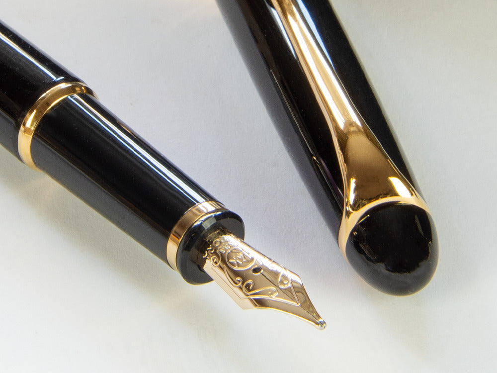 Aurora 88 Gold Plated Black Resin Small Fountain Pen