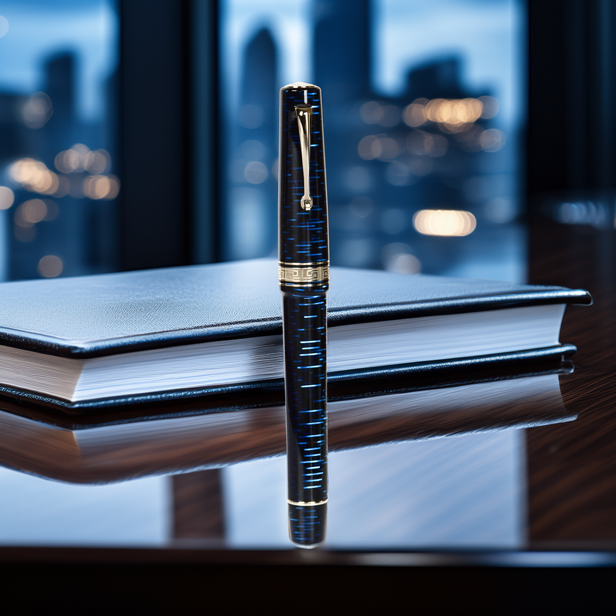 ASC Bologna Extra Blue "Wall Street" Skyscraper Limited Edition Fountain Pen Collection