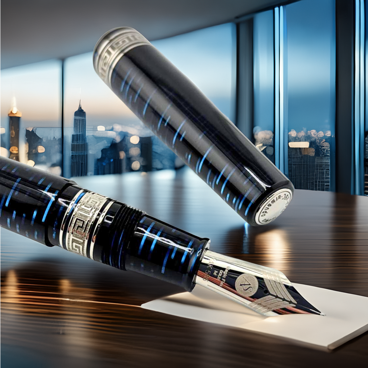 ASC Bologna Extra Blue "Wall Street" Skyscraper Limited Edition Fountain Pen Collection