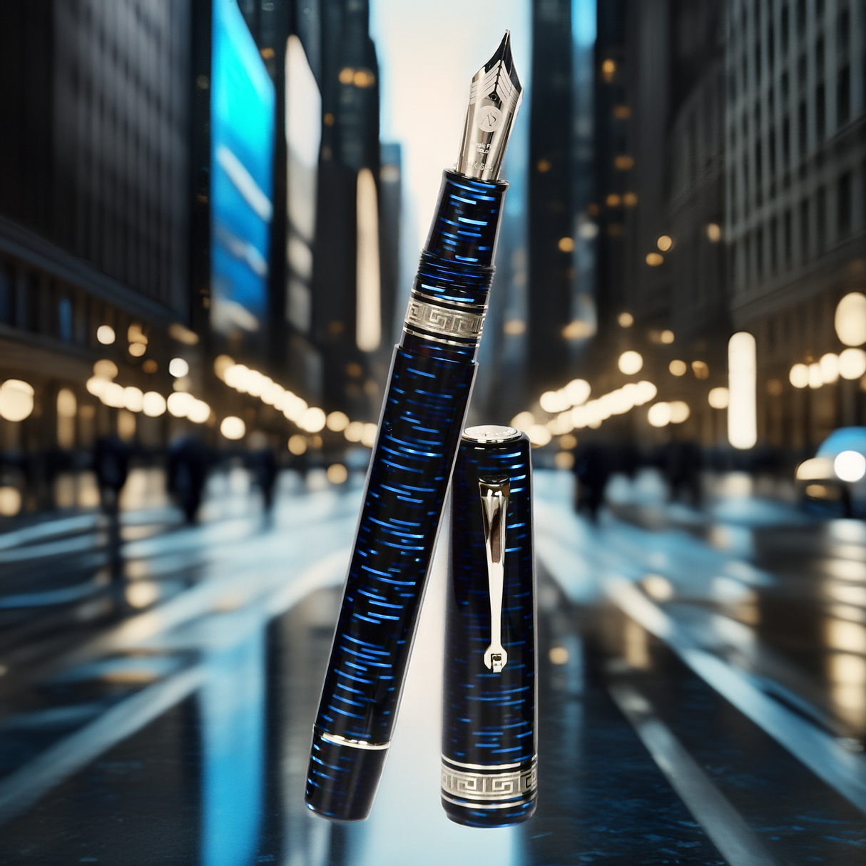 ASC Bologna Extra Blue "Wall Street" Skyscraper Limited Edition Fountain Pen Collection