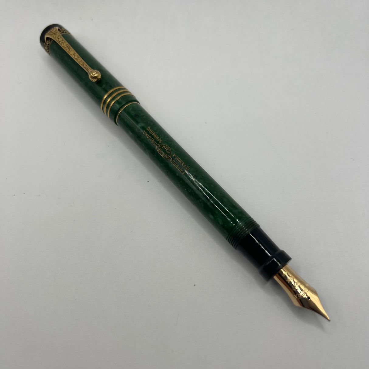 Aurora Internazionale Green Marble Auroroloide Limited Edition Fountain Pen - Fine 18kt Gold Nib