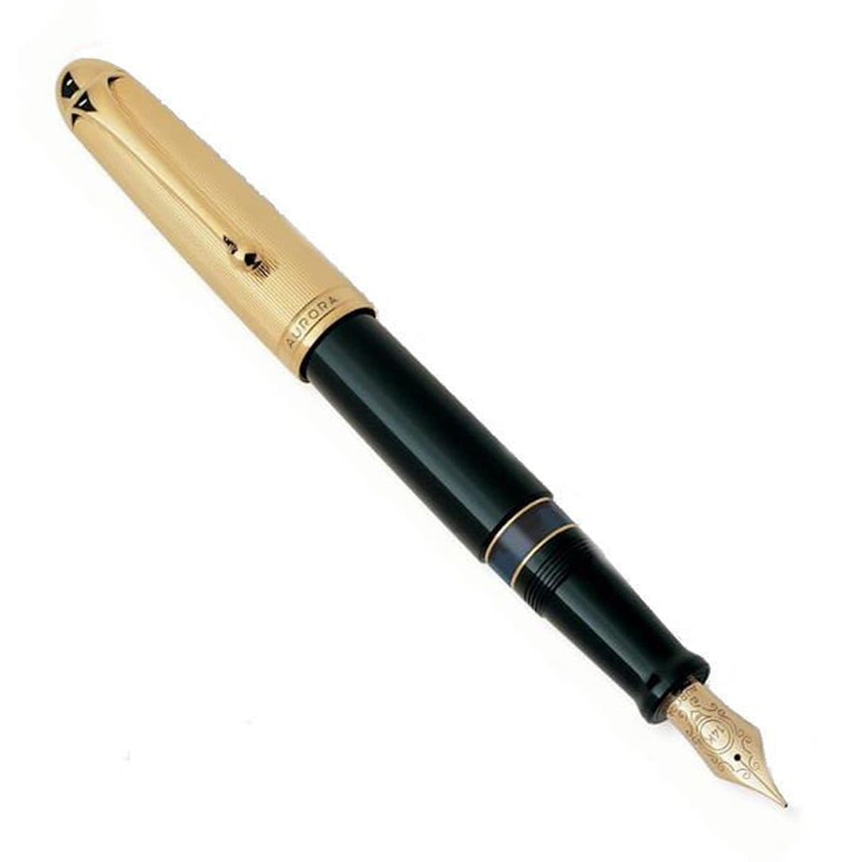 Aurora 88 Gold Plated Gold Plated Cap / Black Barrel Large Fountain Pen
