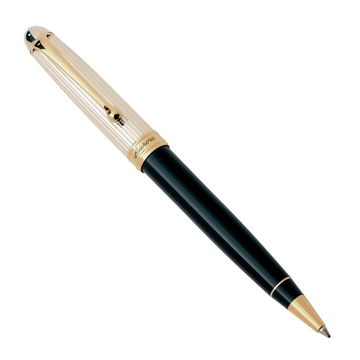 Aurora 88 Sterling Silver Cap / Black Barrel Ballpoint