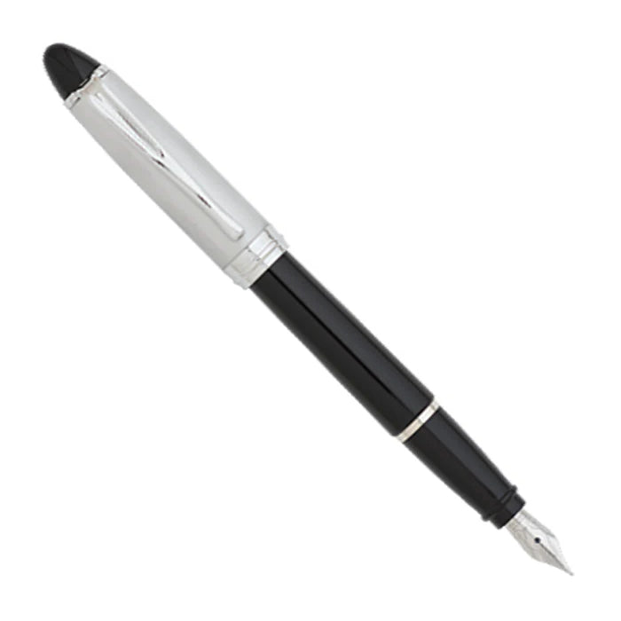 Aurora Ipsilon Silver Chrome Plated Cap w/ Black Barrel- Fountain Pen