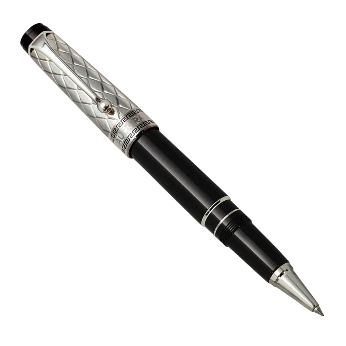 Aurora Riflessi Black Barrel and Sterling Silver Cap Rollerball