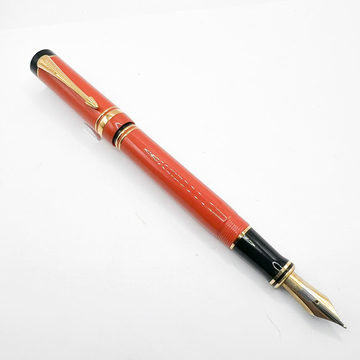 Parker "Big Red" (Orange) Duofold Centennial (Largest Size) Fountain Pen - Medium 18kt Gold Nib