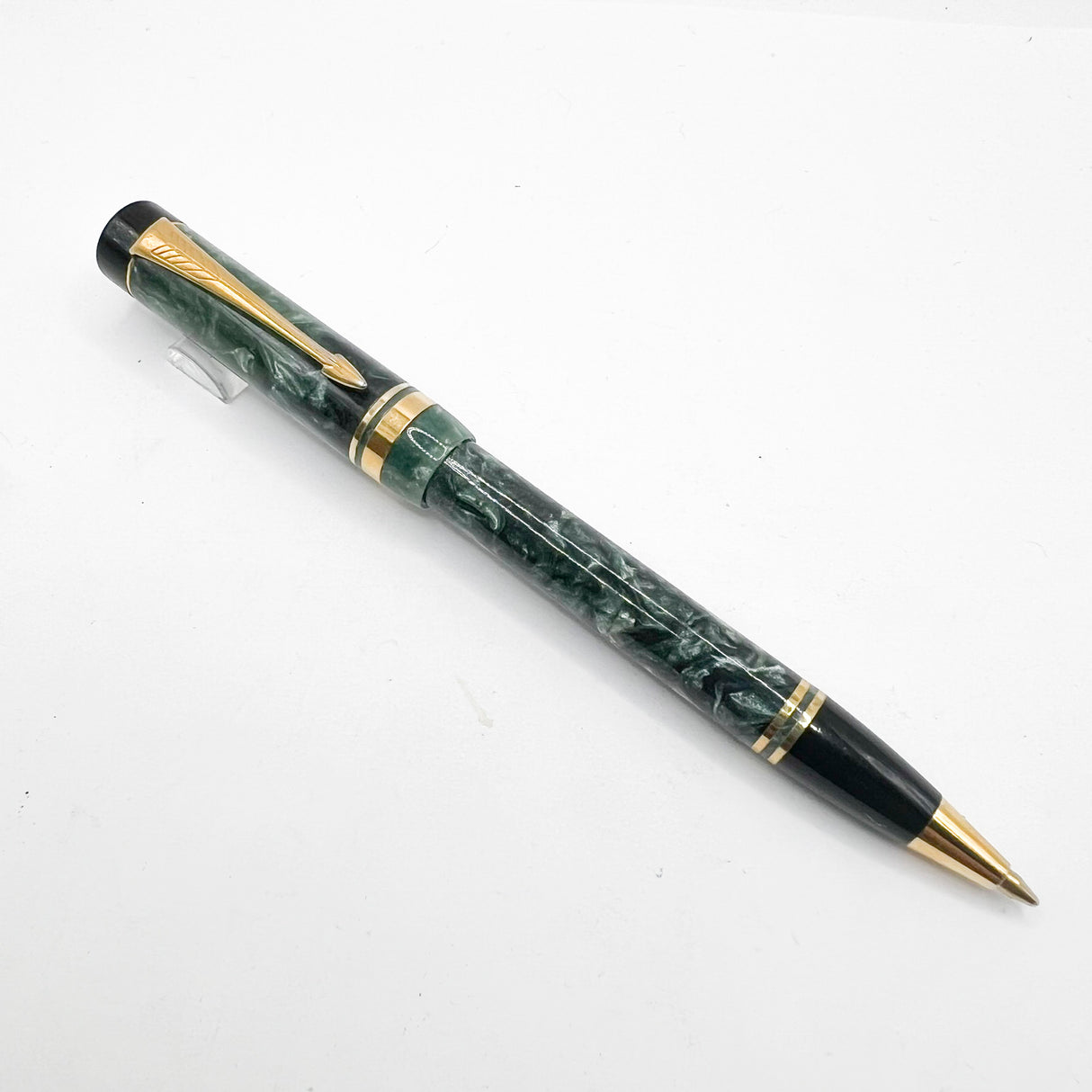 Parker Duofold Marbled Green Cap Actuated Ballpoint Pen - Circa 1990 - Scarce!