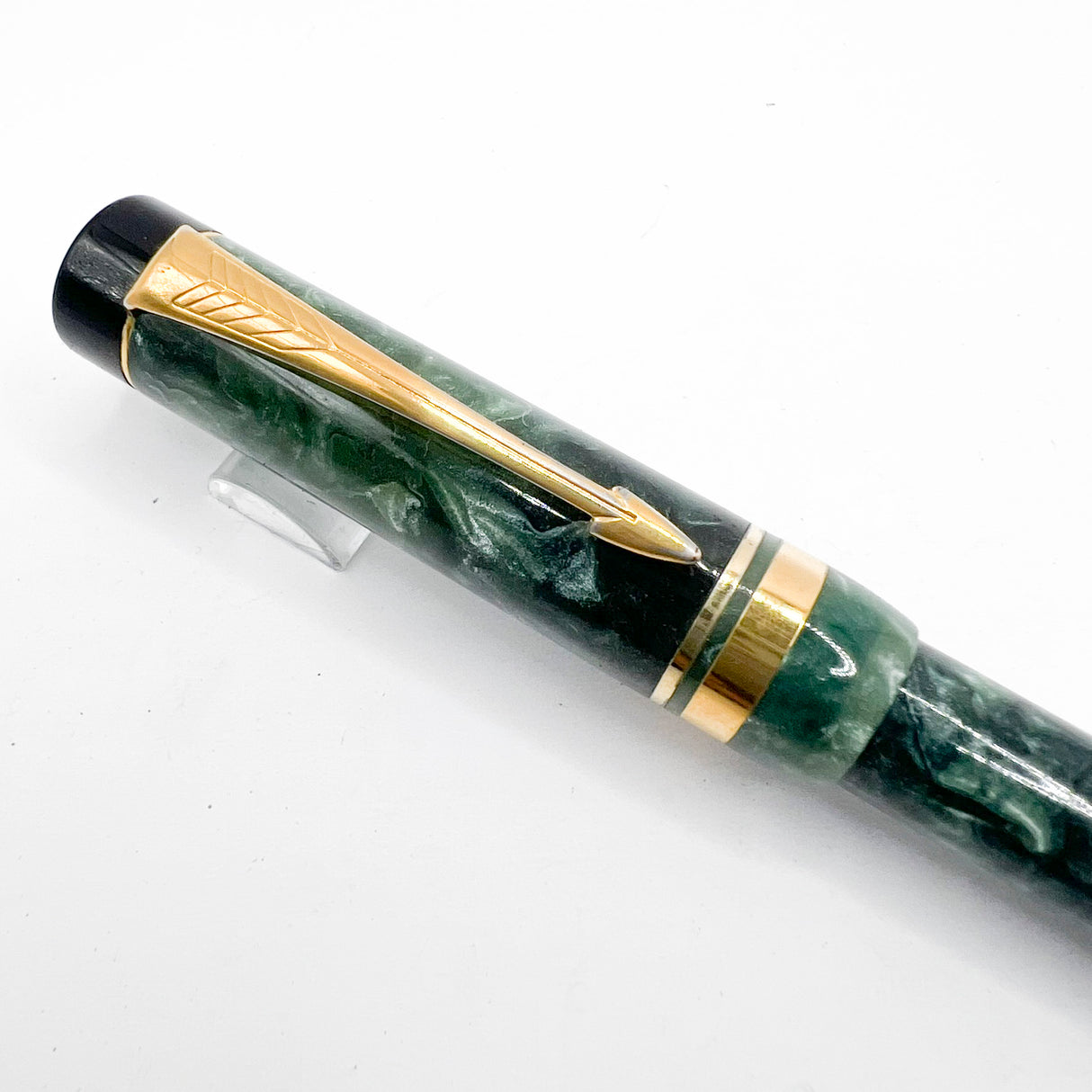 Parker Duofold Marbled Green Cap Actuated Ballpoint Pen - Circa 1990 - Scarce!