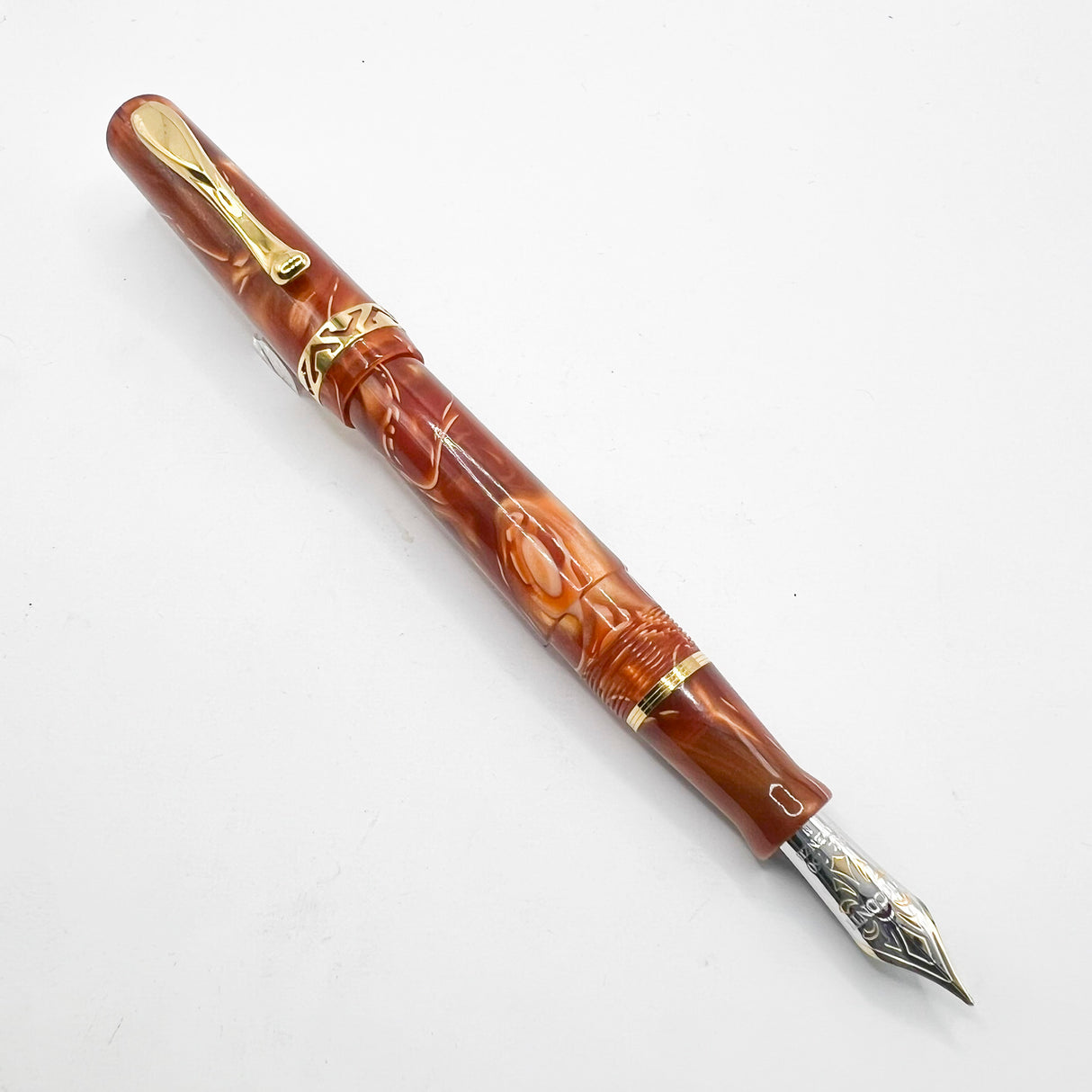 Visconti Marbled Amber Kaleido Fountain Pen - Medium 18kt Gold Nib
