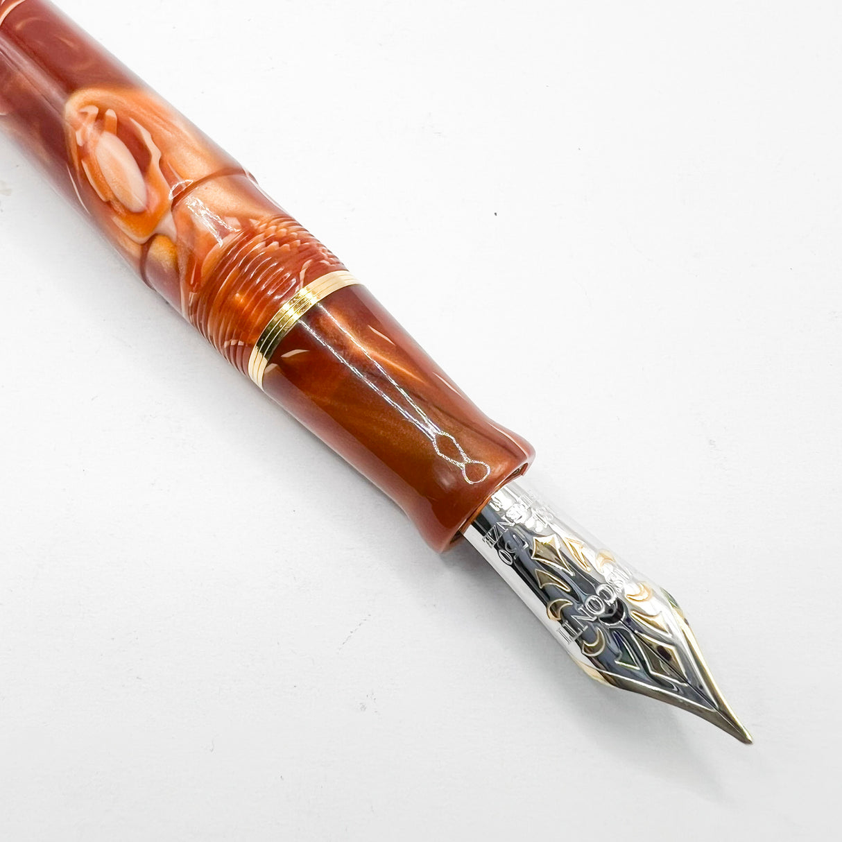 Visconti Marbled Amber Kaleido Fountain Pen - Medium 18kt Gold Nib