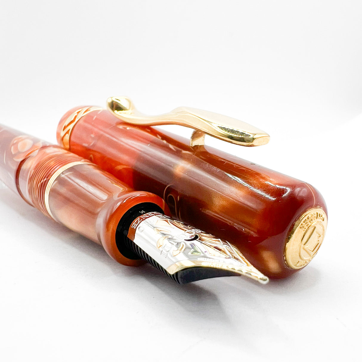 Visconti Marbled Amber Kaleido Fountain Pen - Medium 18kt Gold Nib