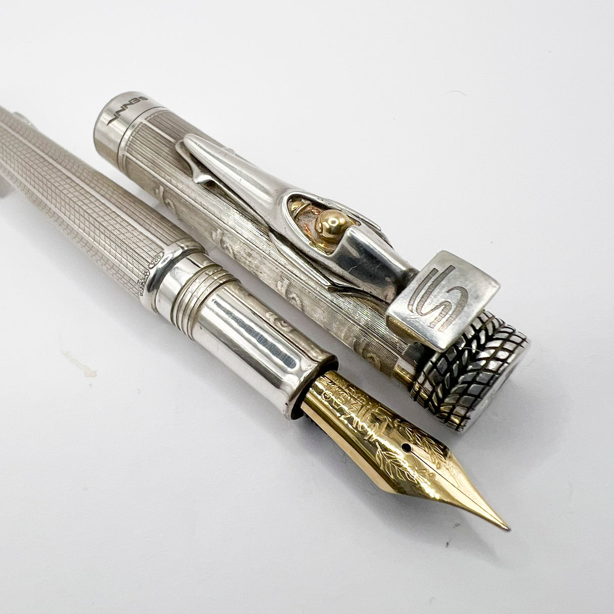 Montegrappa Ayrton Senna Limited Edition Sterling Silver Fountain Pen - Medium 18kt Gold Nib - A RARE Fountain Pen!