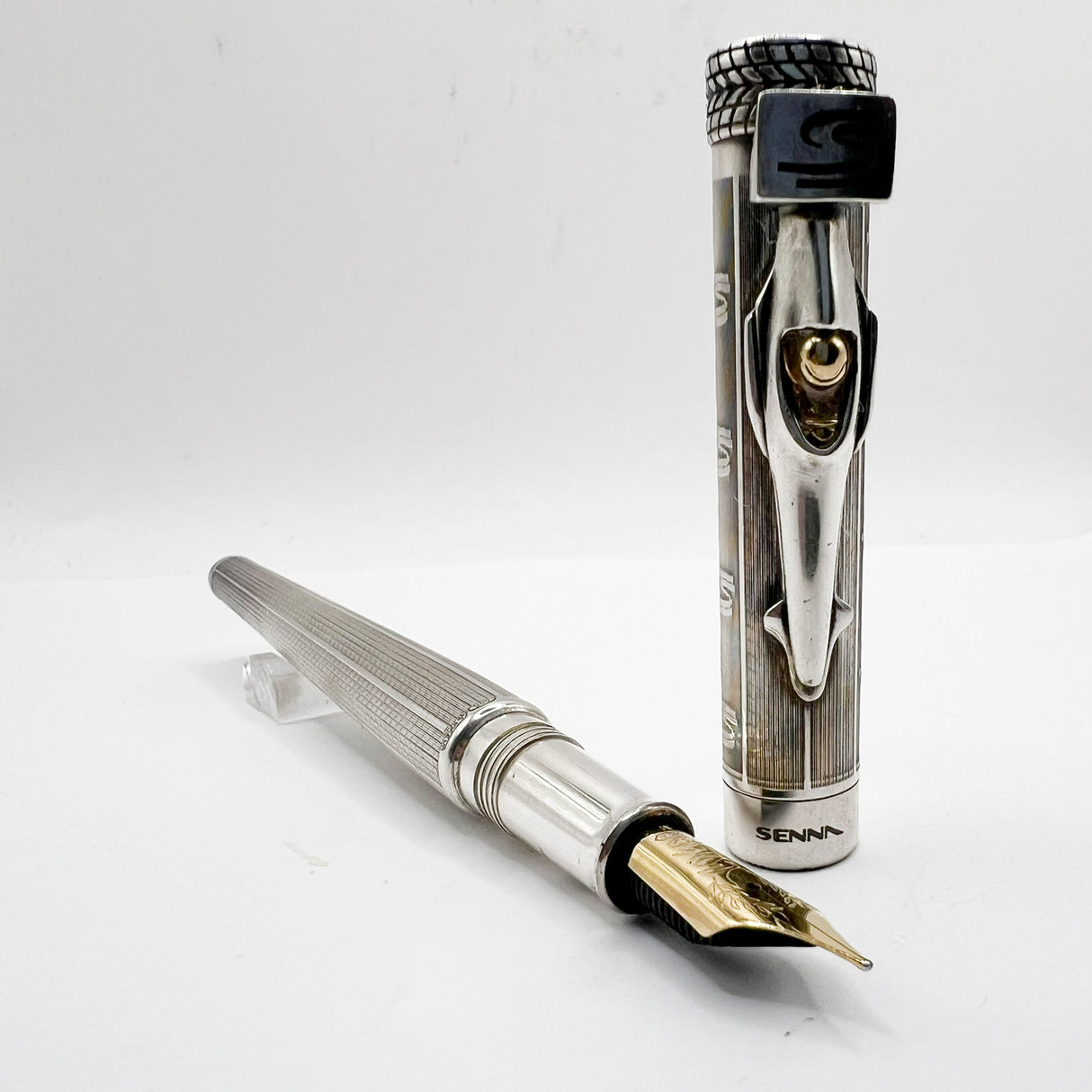 Montegrappa Ayrton Senna Limited Edition Sterling Silver Fountain Pen - Medium 18kt Gold Nib - A RARE Fountain Pen!