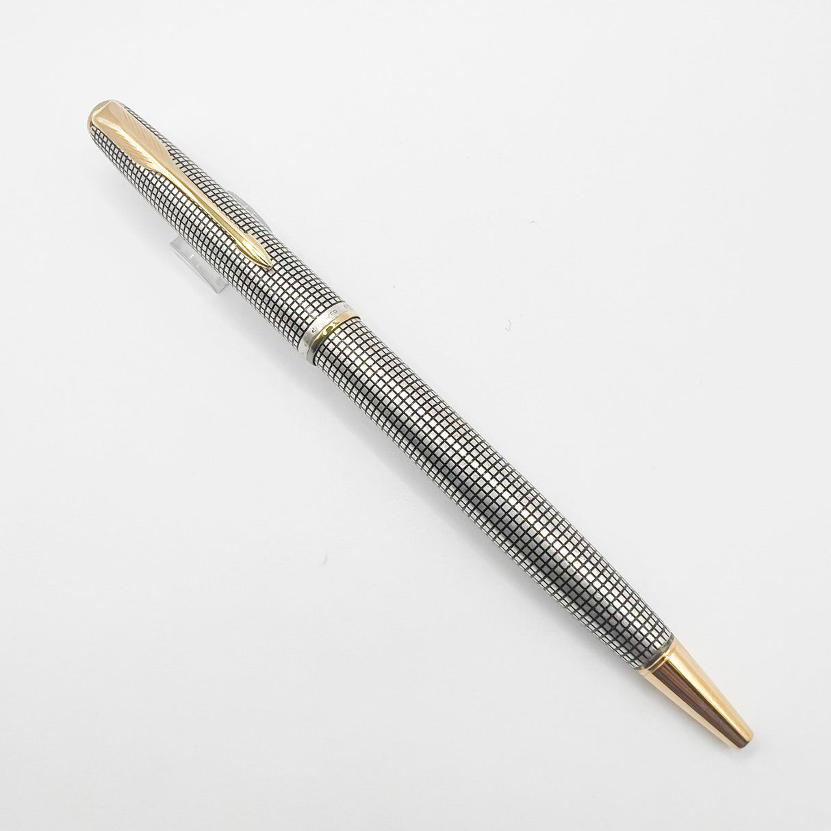 Parker Sonnet Sterling Silver Cisele Cross Hatch Design Ballpoint Pen - Circa 1997