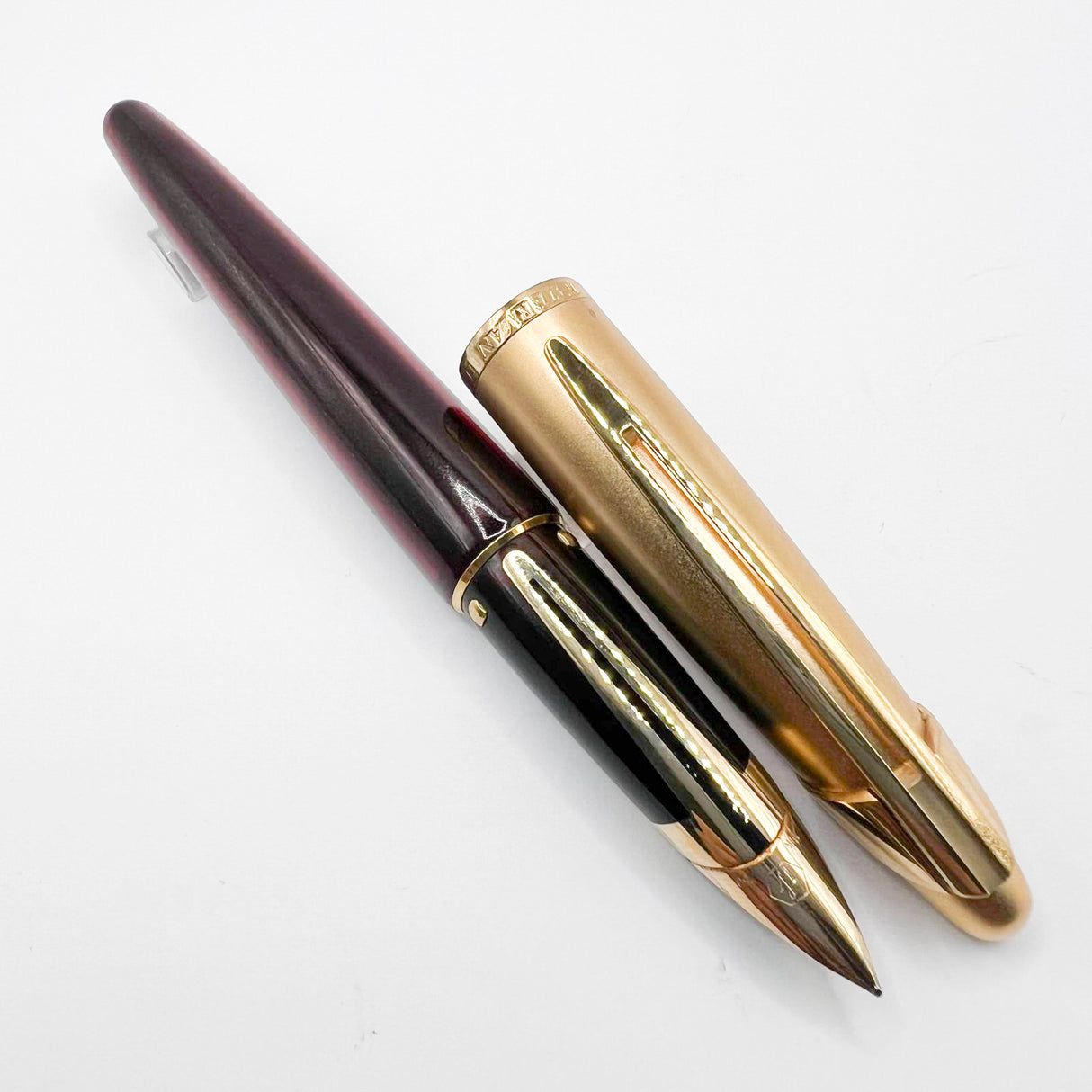 Waterman Edson Ruby Red Translucent Fountain Pen - Medium 18kt Gold Nib - Scarce in Red!
