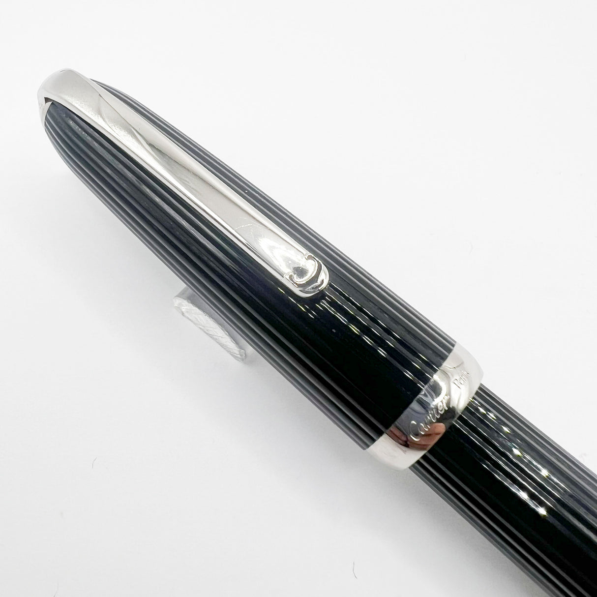 Cartier - Louis Cartier Black Fluted Rollerball - Platinum-Plated Trim