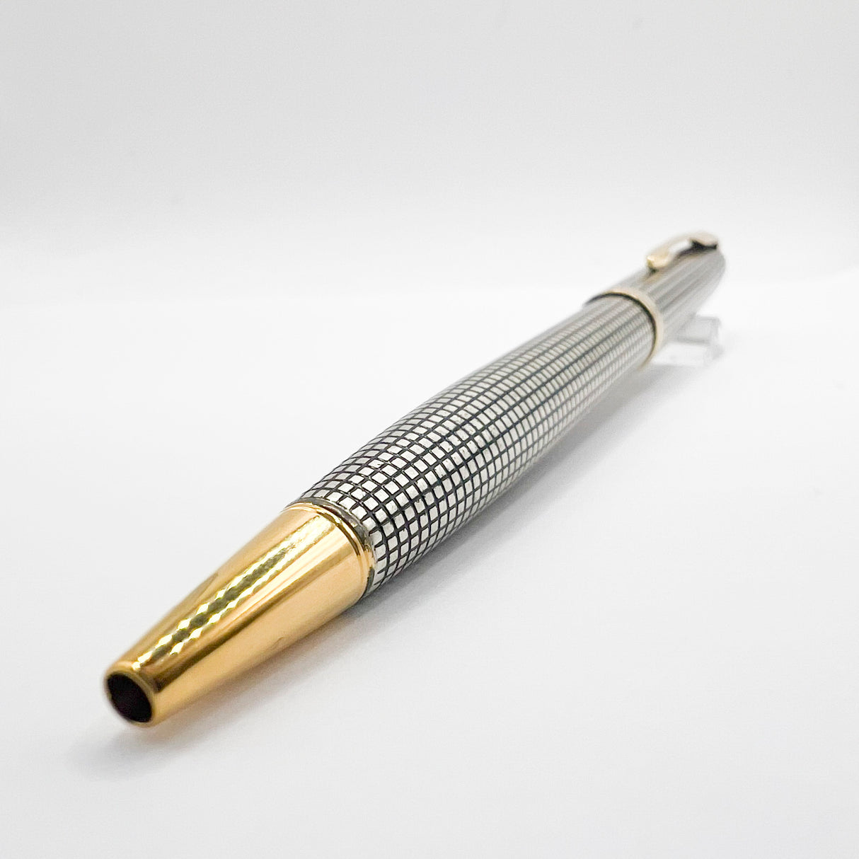 Parker Sonnet Sterling Silver Cisele Cross Hatch Design Ballpoint Pen - Circa 1997