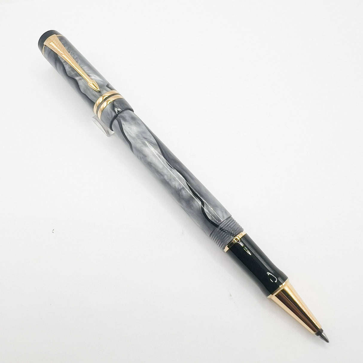 Parker Duofold Marbled Gray, Pearl & Black Rollerball