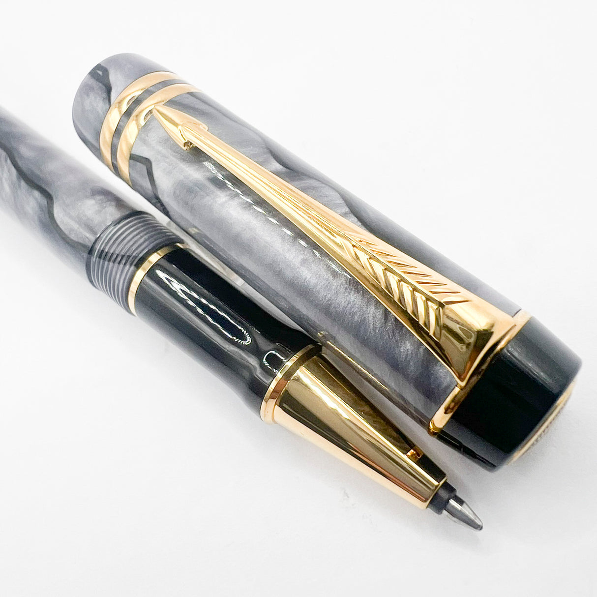 Parker Duofold Marbled Gray, Pearl & Black Rollerball