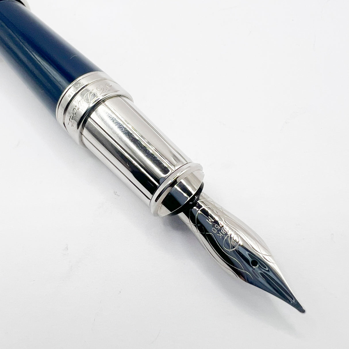 S. T. Dupont Grand Orpheo Theme Placed Midnight Blue Lacquer Fountain Pen - Medium 18kt Gold Nib