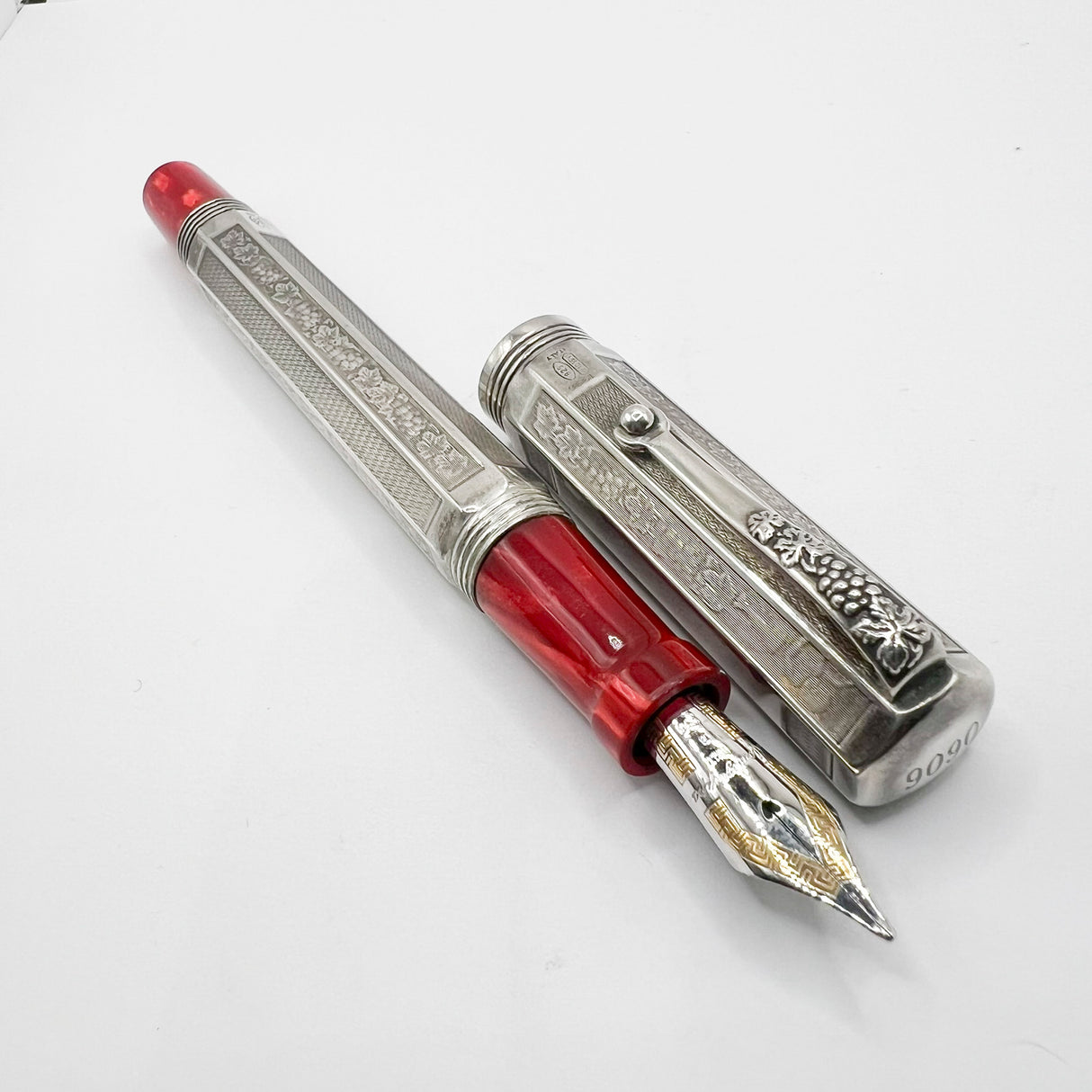 Montegrappa "Special Reserve" Sterling Silver Limited Edition Fountain Pen - Broad 18kt Gold Nib