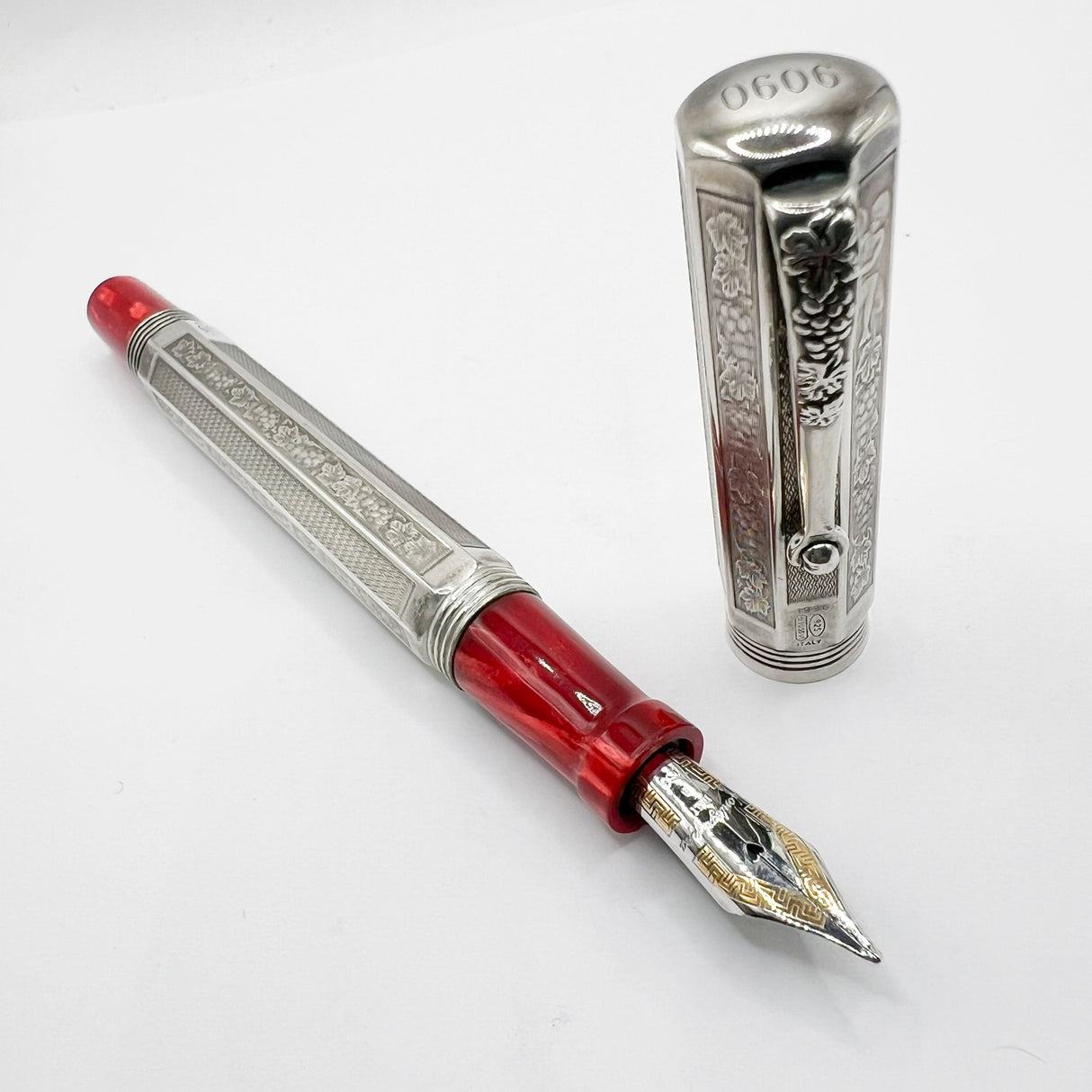 Montegrappa "Special Reserve" Sterling Silver Limited Edition Fountain Pen - Broad 18kt Gold Nib