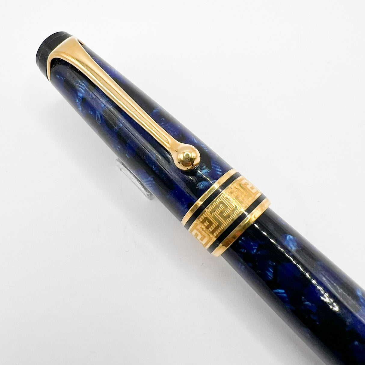 Aurora Optima Blue Marble Auroloide Fountain Pen - Medium 14kt Gold Nib