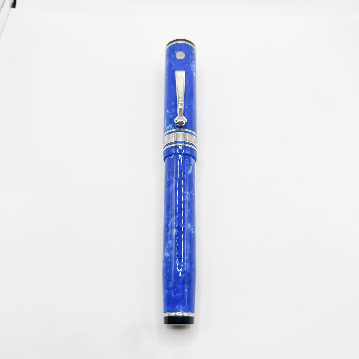 Wahl-Eversharp Decoband Lustrous Amalfi Blue w/Rhodium Plated Trim Fountain Pen - Large Medium 14kt Gold Nib