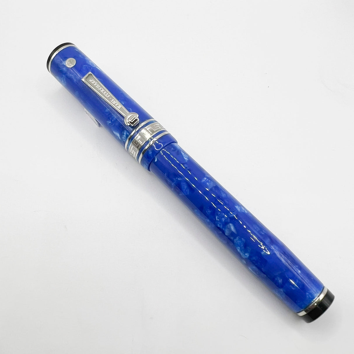 Wahl-Eversharp Decoband Lustrous Amalfi Blue w/Rhodium Plated Trim Fountain Pen - Large Medium 14kt Gold Nib