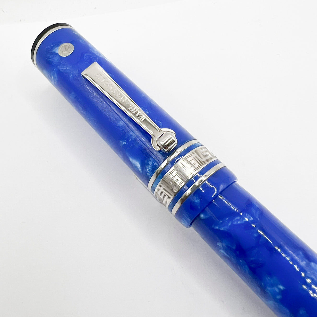 Wahl-Eversharp Decoband Lustrous Amalfi Blue w/Rhodium Plated Trim Fountain Pen - Large Medium 14kt Gold Nib