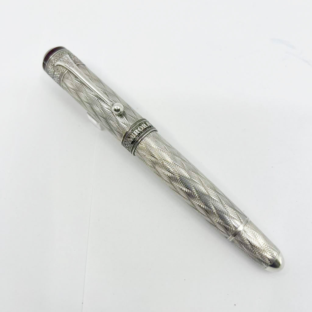 Aurora 80th Anniversary Sterling Silver Limited Edition Fountain Pen-Medium 18kt Gold Nib