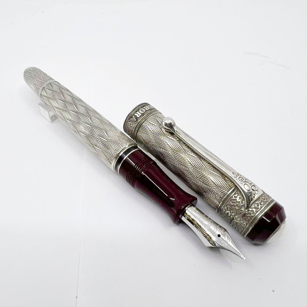 Aurora 80th Anniversary Sterling Silver Limited Edition Fountain Pen-Medium 18kt Gold Nib