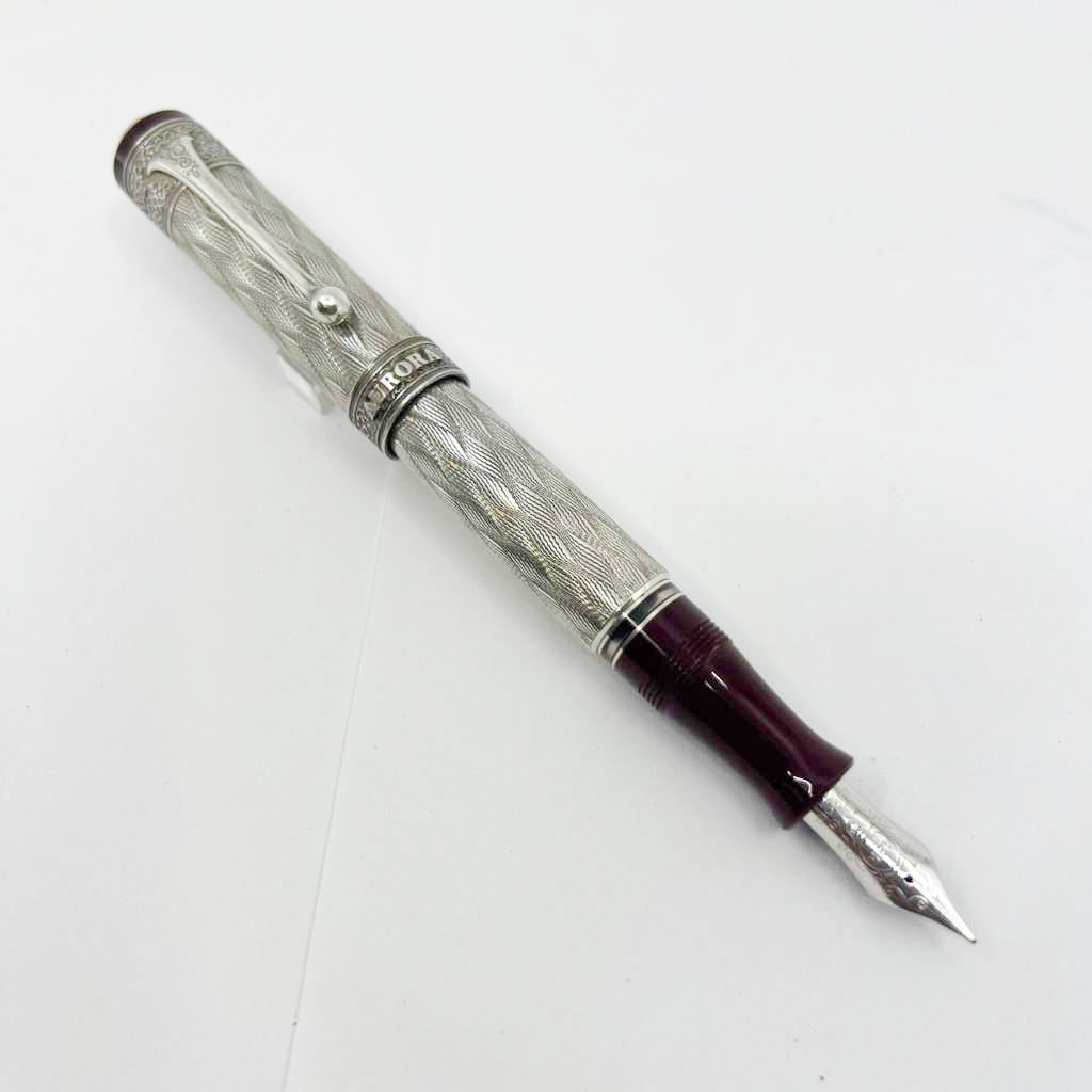 Aurora 80th Anniversary Sterling Silver Limited Edition Fountain Pen-Medium 18kt Gold Nib