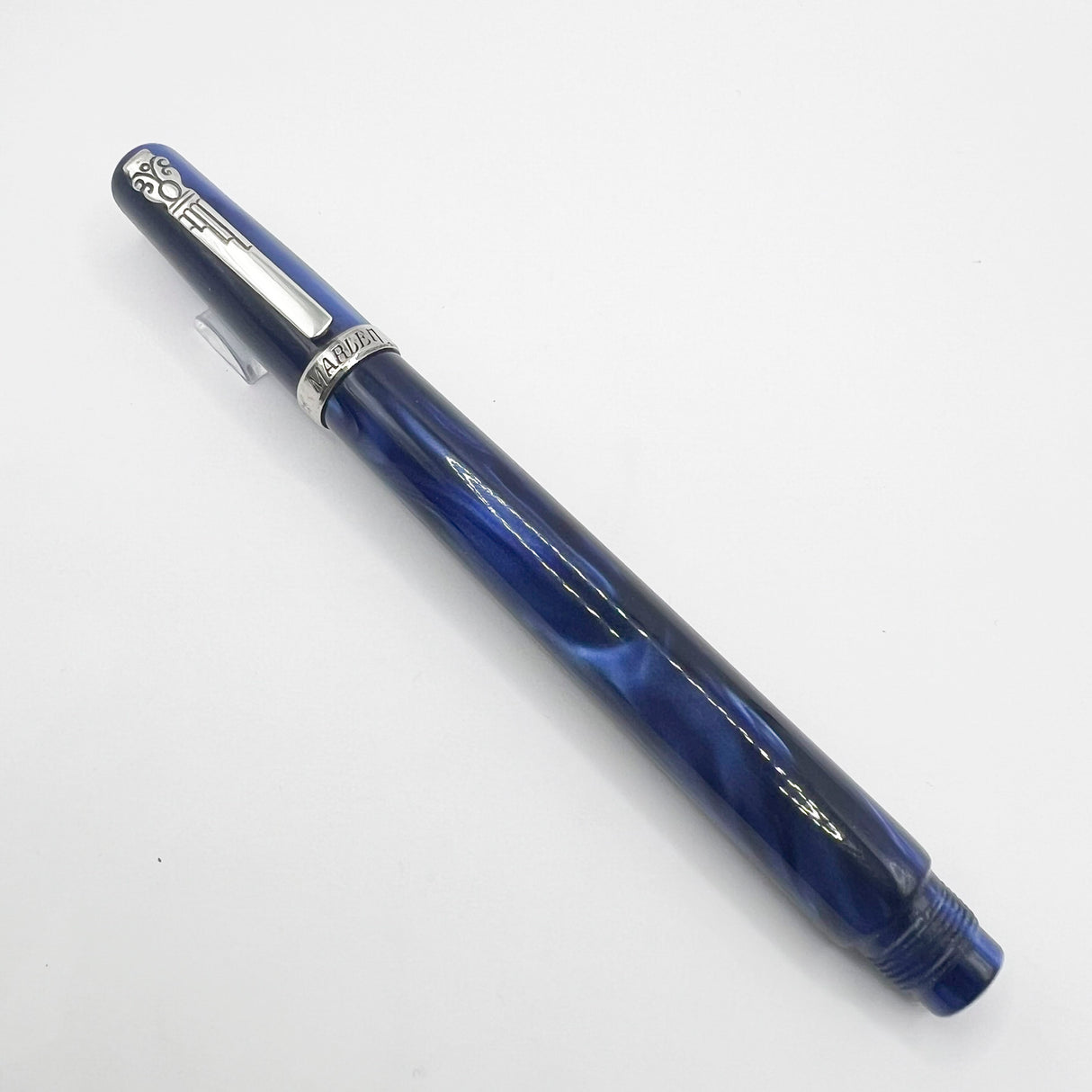 Marlen Chagall Marbled Blue Fountain Pen - Broad 18kt Gold Nib