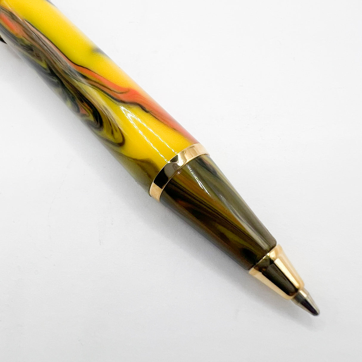 Delta Gallery Ballpoint Pen - Bright Yellow Background with Orange, Brown and Black Brushstrokes
