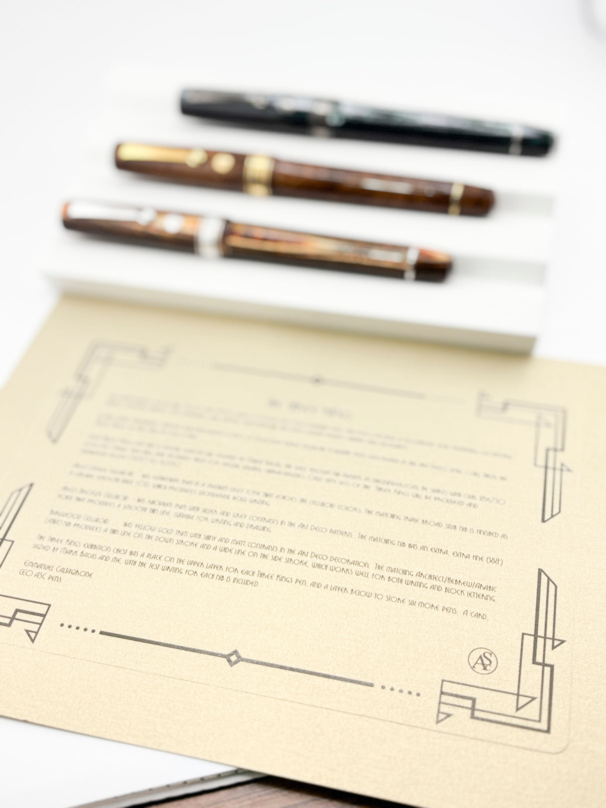 ASC - Armando Simoni Club "THE 3 KINGS SET" The Grail of ASC - Set of 3 Celluloid Fountain Pens with Specialty Flexible Nibs!