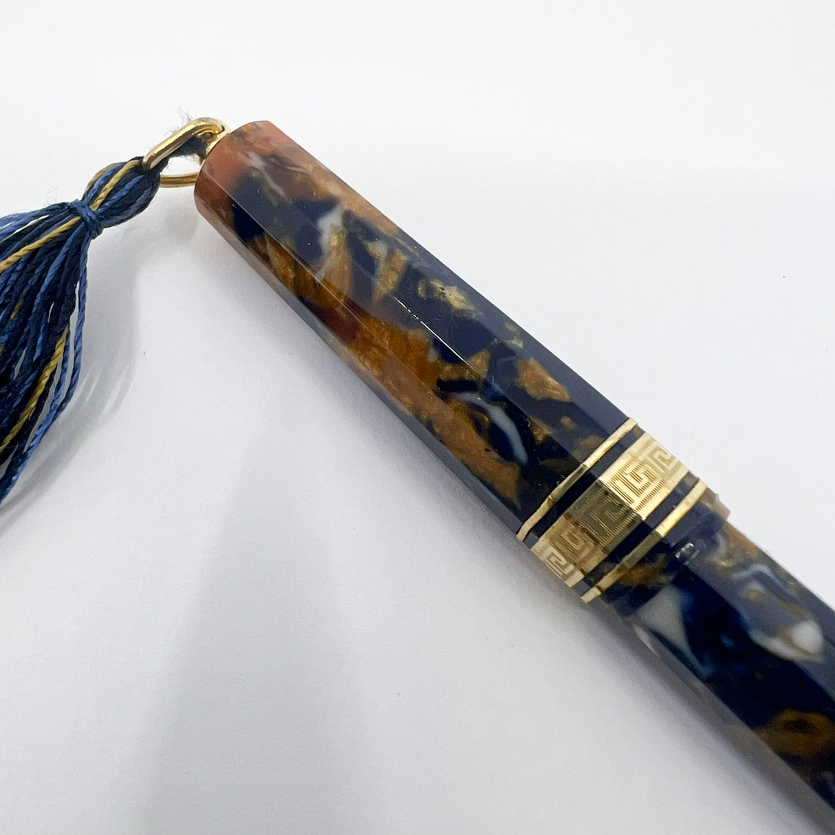 OMAS Princess Paragon Extra Blue Saffron Celluloid Fountain Pen - Semi-Flexible Medium 18kt Gold Nib