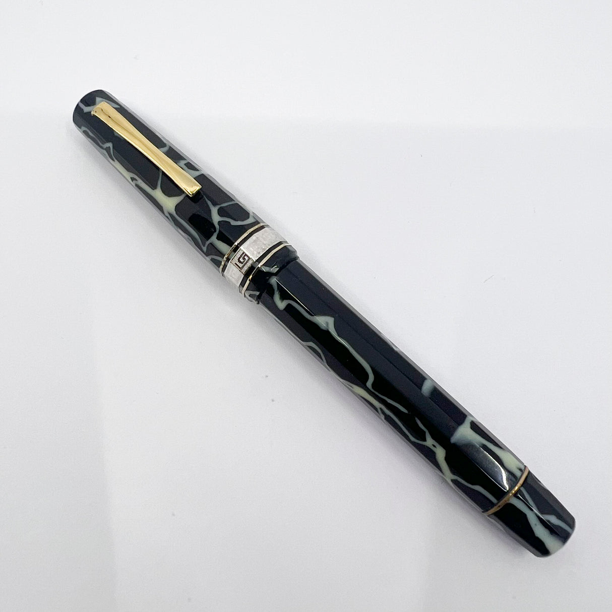 OMAS Paragon Galileo Black & Pearl Marbled Celluloid Limited Edition Fountain Pen - Medium 18kt Gold Nib