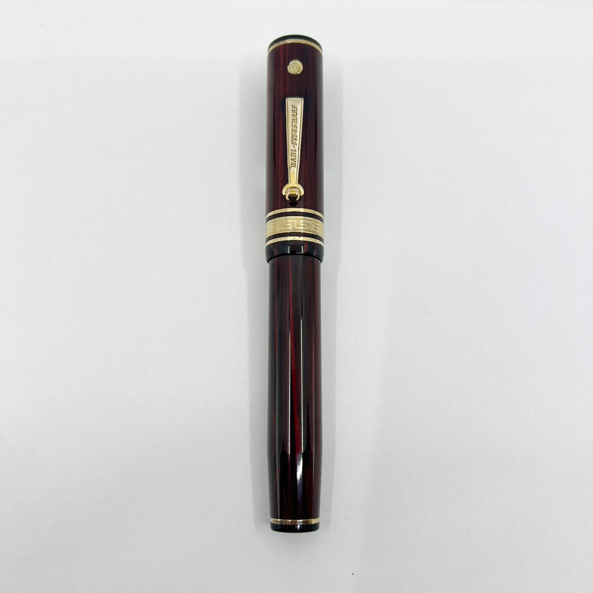 Wahl Eversharp Woodgrain Ebonite Decoband Oversized Fountain Pen - Medium #8 Size 14kt Gold Nib