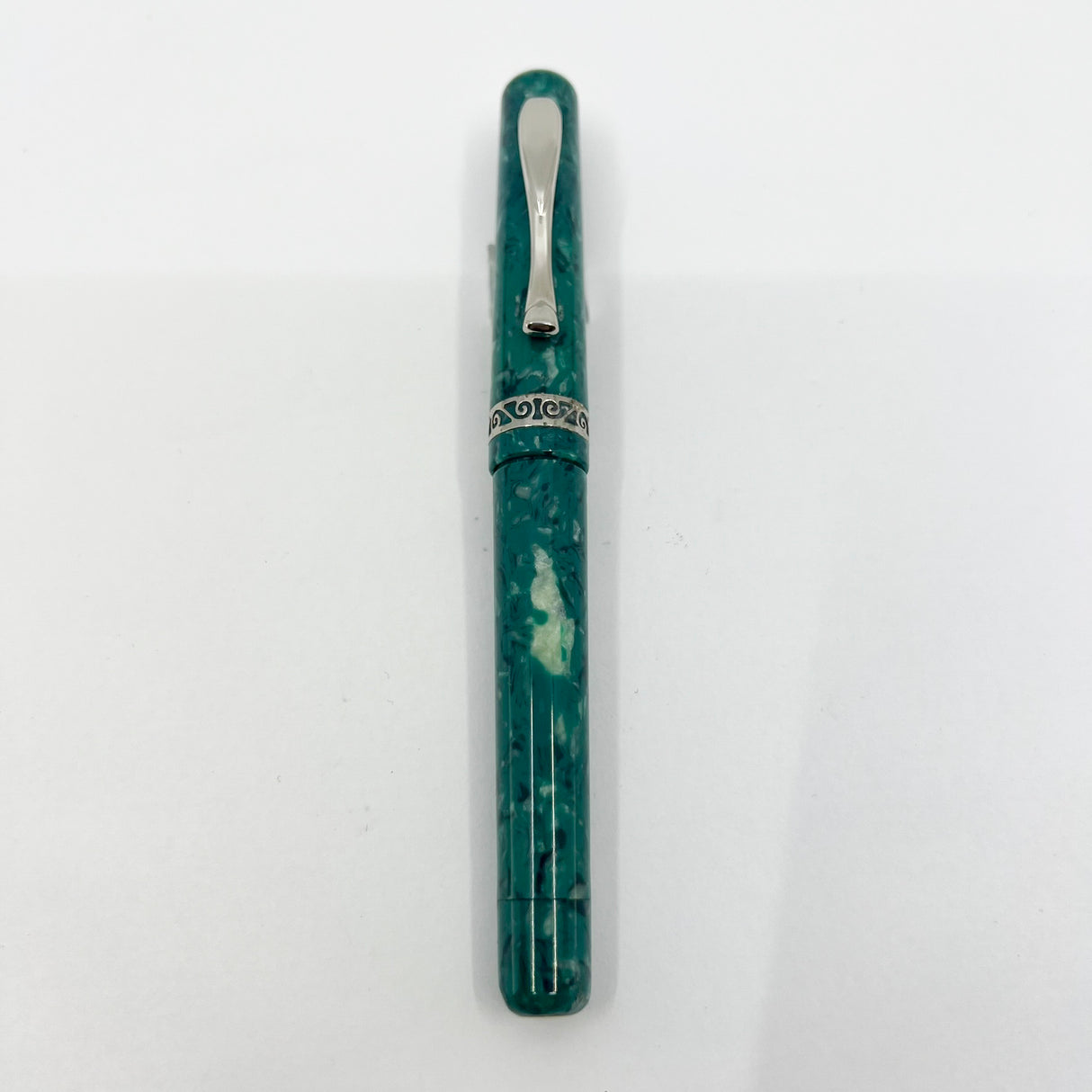 Visconti Florentia Turquoise Green Celluloid LE Fountain Pen Honoring Casa delle Stilografica 50th Anniversary - Fine 18kt Gold Nib