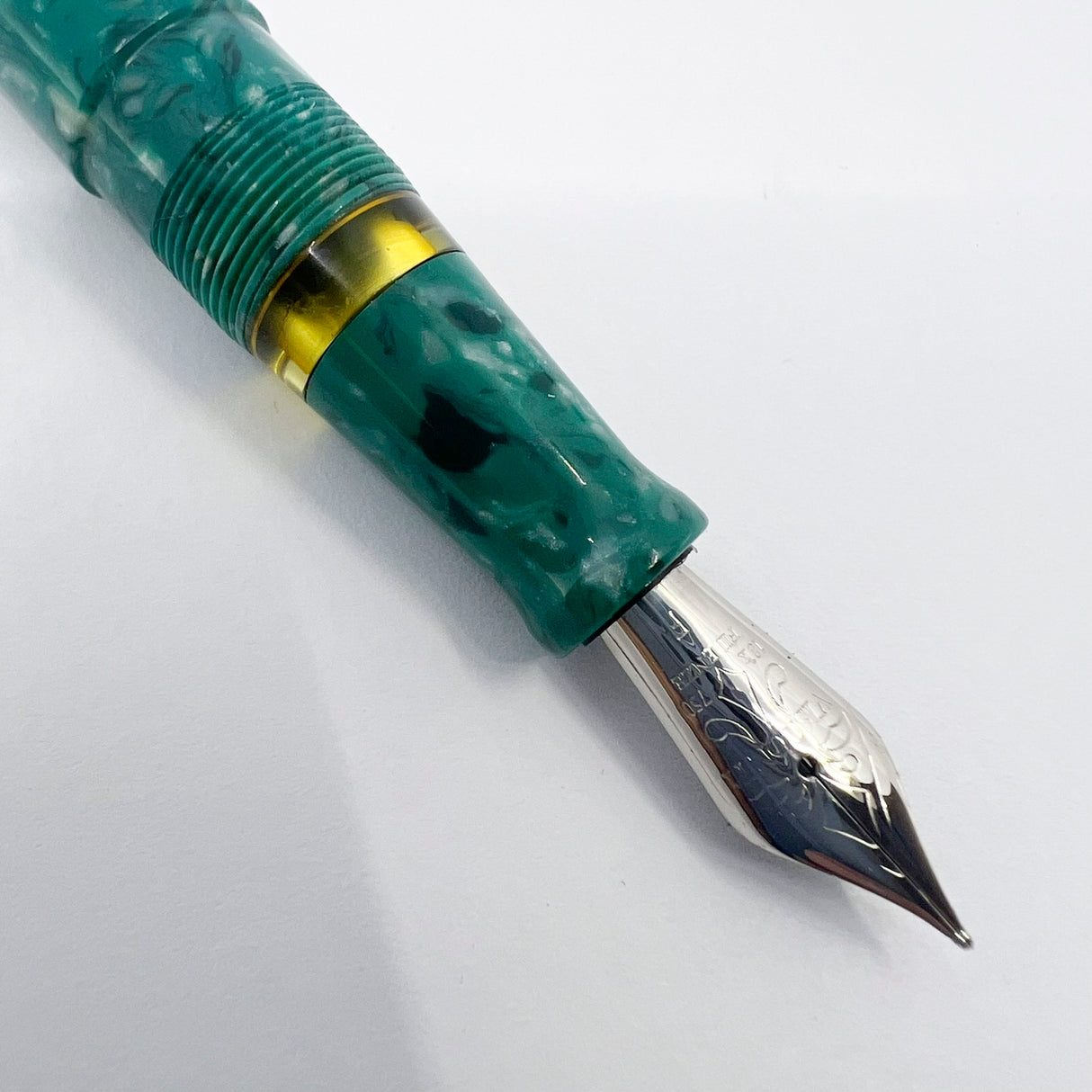 Visconti Florentia Turquoise Green Celluloid LE Fountain Pen Honoring Casa delle Stilografica 50th Anniversary - Fine 18kt Gold Nib