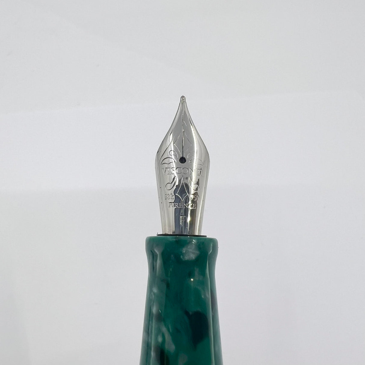 Visconti Florentia Turquoise Green Celluloid LE Fountain Pen Honoring Casa delle Stilografica 50th Anniversary - Fine 18kt Gold Nib