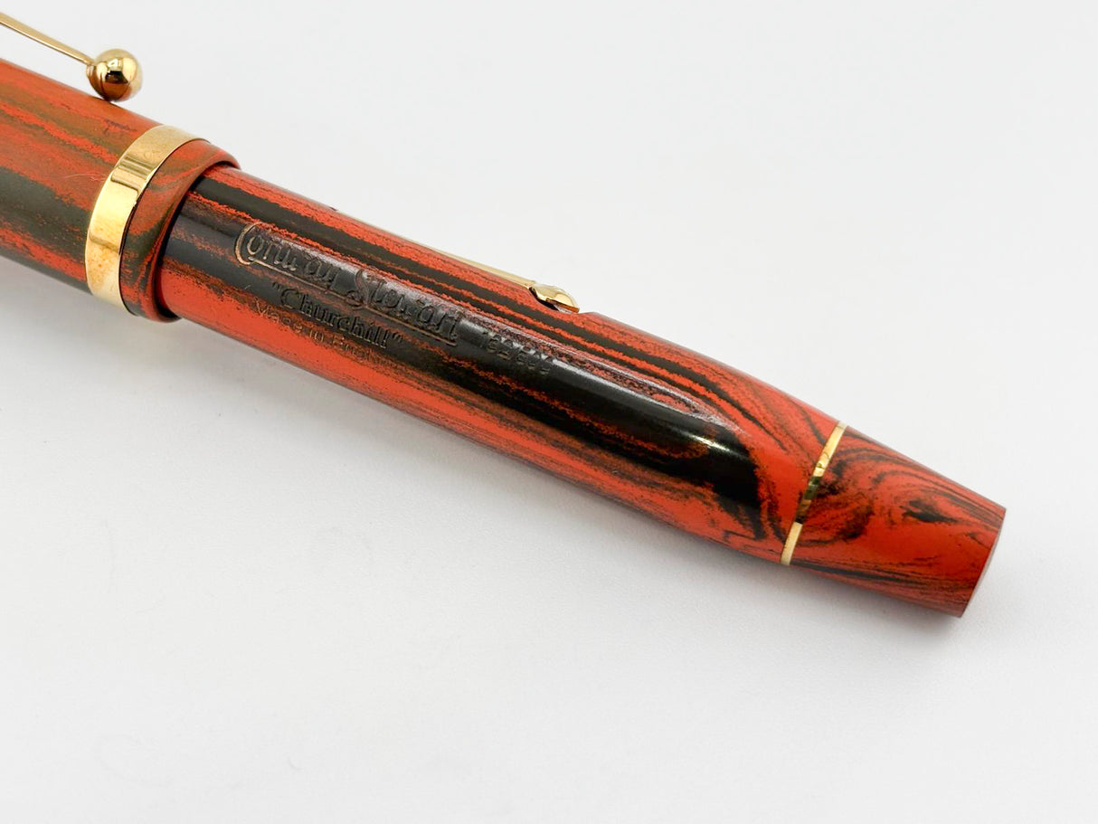 Conway Stewart Winston Churchill Woodgrain Ebonite Fountain Pen - Medium 18kt Gold Nib