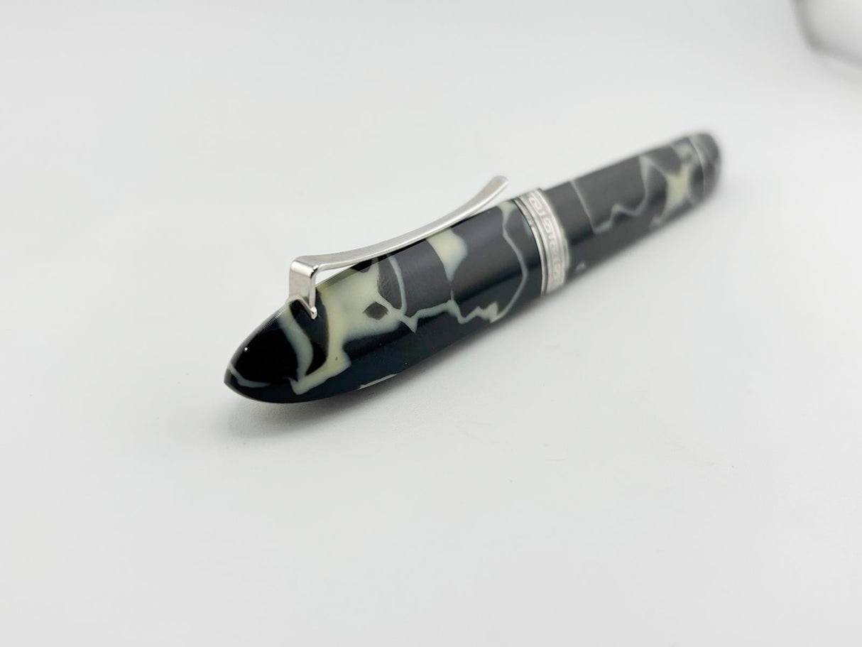 OMAS #360 "Wild" Black & Pearl Celluloid Triangular Fountain Pen - Medium 18kt Gold Nib