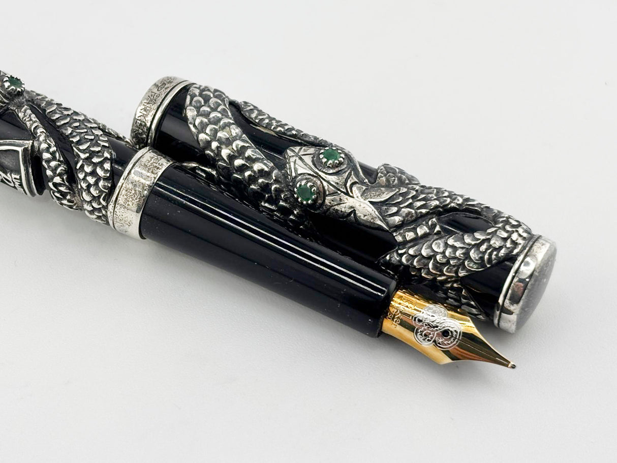 Parker Snake .925 Sterling Silver Overlay Limited Edition Fountain Pen - Medium 18kt Gold Nib