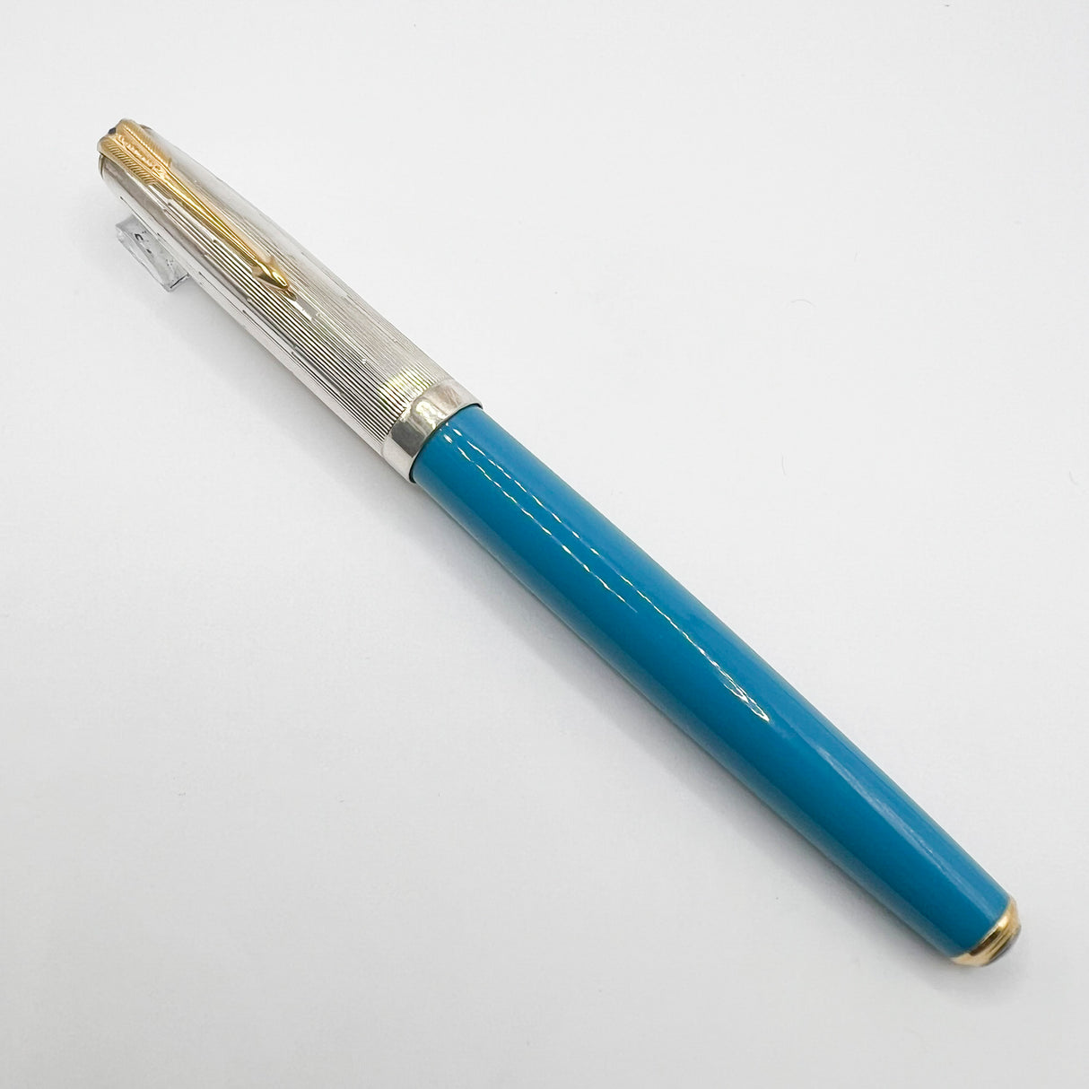 Parker 51 Special Edition Sterling Silver & Vista Blue Fountain Pen - Fine 18kt Gold Nib